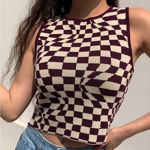 YLLW the Label Boutique Checkered Knit Tank
